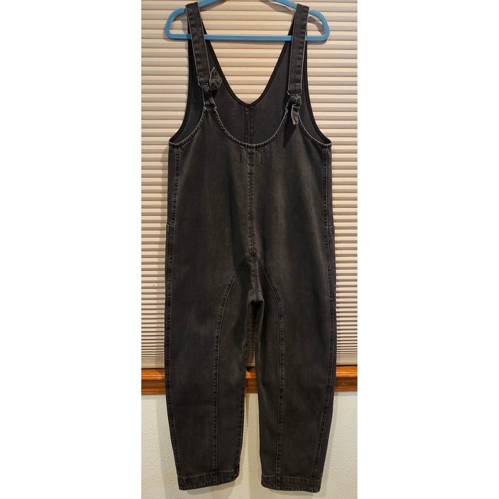We The Free Free People Washed Black Denim Knot Strap Overalls Jumpsuit XS